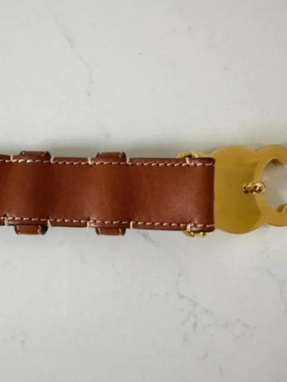 Celine Brown Belt with Gold Buckle - With Original Box - Picture 4 of 7